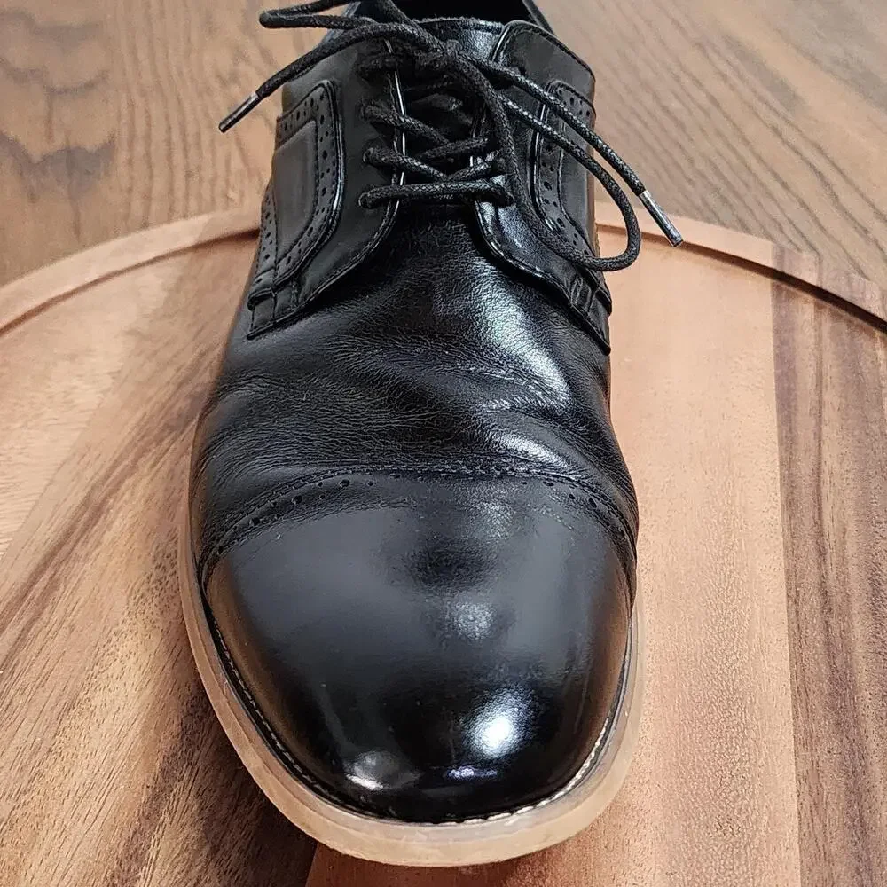 Stacy Adams Dress Shoes Mens Size 11 Black Leather Cap Toe Derby Memory Foam
